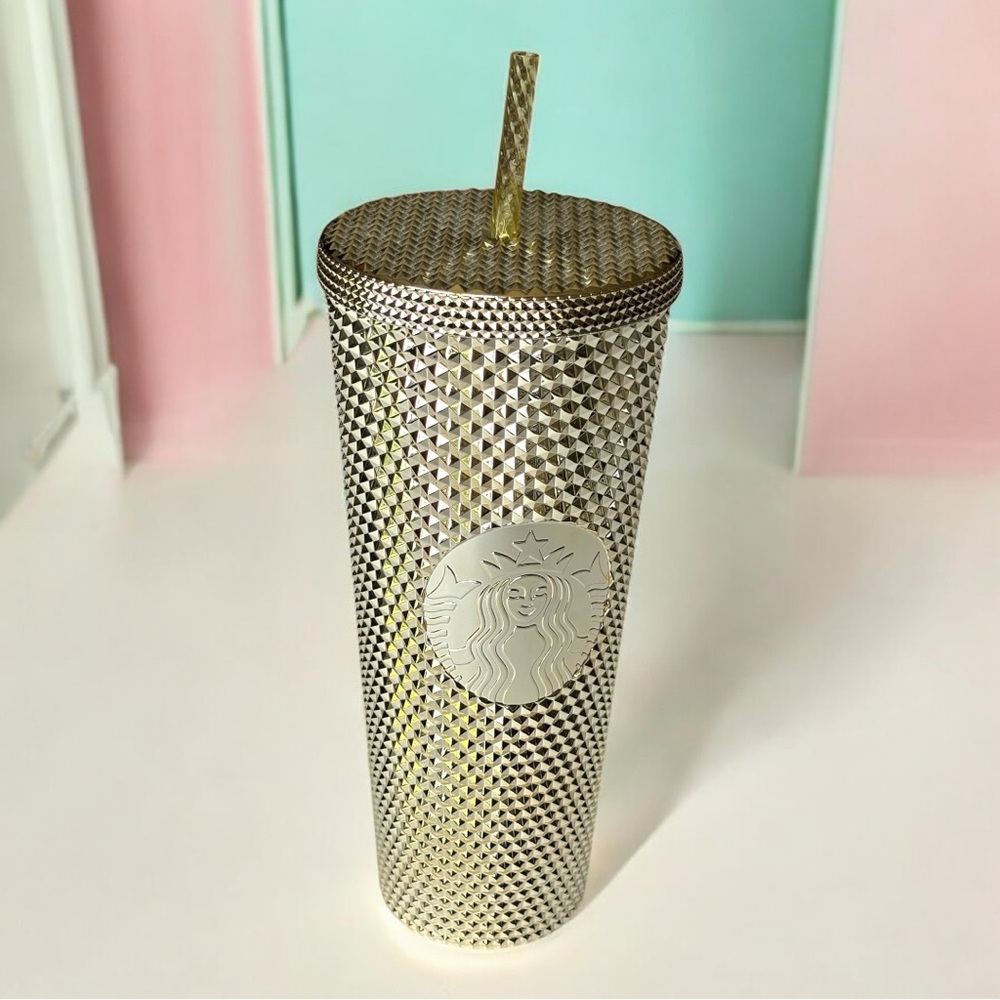 Starbucks Gold Studded Tumbler 2022 Fall Winter Holiday Bling (24 oz - Venti)